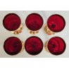 ANTICO SET LIQUORE ROSOLIO DECANTER 6 PERS. VETRO Murano ROSSO DECORO ORO FIORI
