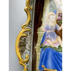 ANTICA grande ACQUASANTIERA MADONNA in CERAMICA MAIOLICA MEISSEN stile DRESDEN