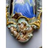 ANTICA grande ACQUASANTIERA MADONNA in CERAMICA MAIOLICA MEISSEN stile DRESDEN