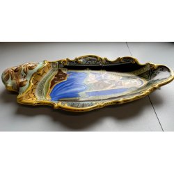 ANTICA grande ACQUASANTIERA MADONNA in CERAMICA MAIOLICA MEISSEN stile DRESDEN
