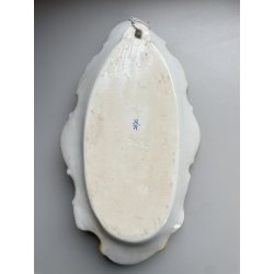 ANTICA grande ACQUASANTIERA MADONNA in CERAMICA MAIOLICA MEISSEN stile DRESDEN