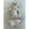 grande ANTICA ACQUASANTIERA ANGELO h 32 cm CERAMICA MAIOLICA MEISSEN o DRESDEN