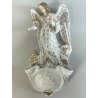 grande ANTICA ACQUASANTIERA ANGELO h 32 cm CERAMICA MAIOLICA MEISSEN o DRESDEN