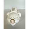 grande ANTICA ACQUASANTIERA ANGELO h 32 cm CERAMICA MAIOLICA MEISSEN o DRESDEN