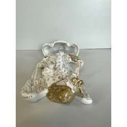 grande ANTICA ACQUASANTIERA ANGELO h 32 cm CERAMICA MAIOLICA MEISSEN o DRESDEN