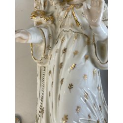 grande ANTICA ACQUASANTIERA ANGELO h 32 cm CERAMICA MAIOLICA MEISSEN o DRESDEN