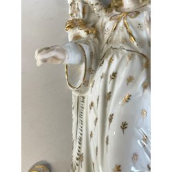 grande ANTICA ACQUASANTIERA ANGELO h 32 cm CERAMICA MAIOLICA MEISSEN o DRESDEN