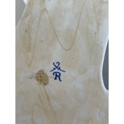 grande ANTICA ACQUASANTIERA ANGELO h 32 cm CERAMICA MAIOLICA MEISSEN o DRESDEN