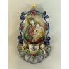 CALTGIRONE antica GRANDE ACQUASANTIERA MADONNA h 36,5 cm in MAIOLICA ceramica