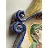 CALTGIRONE antica GRANDE ACQUASANTIERA MADONNA h 36,5 cm in MAIOLICA ceramica
