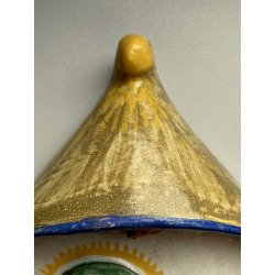 CALTGIRONE antica GRANDE ACQUASANTIERA MADONNA h 36,5 cm in MAIOLICA ceramica