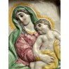 CALTGIRONE antica GRANDE ACQUASANTIERA MADONNA h 36,5 cm in MAIOLICA ceramica