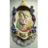 CALTGIRONE antica GRANDE ACQUASANTIERA MADONNA h 36,5 cm in MAIOLICA ceramica