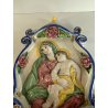 CALTGIRONE antica GRANDE ACQUASANTIERA MADONNA h 36,5 cm in MAIOLICA ceramica