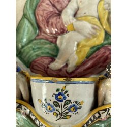 CALTGIRONE antica GRANDE ACQUASANTIERA MADONNA h 36,5 cm in MAIOLICA ceramica