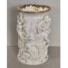 VASO DECORATIVO CERAMICA Capodimonte '900 DORATO SCULTURA BASSORILIEVO ALLEGORIA
