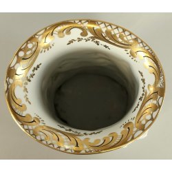 VASO DECORATIVO CERAMICA Capodimonte '900 DORATO SCULTURA BASSORILIEVO ALLEGORIA