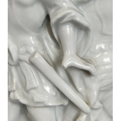 VASO DECORATIVO CERAMICA Capodimonte '900 DORATO SCULTURA BASSORILIEVO ALLEGORIA