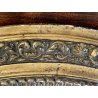 ANTICO CROCIFISSO TECA VETRO BOMBATO in CORNICE OVALE dorata CRISTO legno gesso