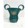 SET VASO CIOTOLA CERAMICA Deruta ATTR. G. Bicchioni VERDE ORO FIORI ART DECò