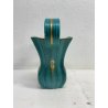 SET VASO CIOTOLA CERAMICA Deruta ATTR. G. Bicchioni VERDE ORO FIORI ART DECò
