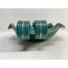 SET VASO CIOTOLA CERAMICA Deruta ATTR. G. Bicchioni VERDE ORO FIORI ART DECò