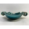 SET VASO CIOTOLA CERAMICA Deruta ATTR. G. Bicchioni VERDE ORO FIORI ART DECò