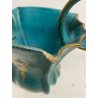 SET VASO CIOTOLA CERAMICA Deruta ATTR. G. Bicchioni VERDE ORO FIORI ART DECò
