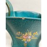 SET VASO CIOTOLA CERAMICA Deruta ATTR. G. Bicchioni VERDE ORO FIORI ART DECò