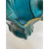 SET VASO CIOTOLA CERAMICA Deruta ATTR. G. Bicchioni VERDE ORO FIORI ART DECò