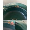 SET VASO CIOTOLA CERAMICA Deruta ATTR. G. Bicchioni VERDE ORO FIORI ART DECò