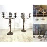 ANTICA COPPIA CANDELABRO CANDELIERE METALLO ARGENTATO 3 BRACCI 4 lumi PRIMO '900