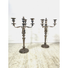 ANTICA COPPIA CANDELABRO CANDELIERE METALLO ARGENTATO 3 BRACCI 4 lumi PRIMO '900