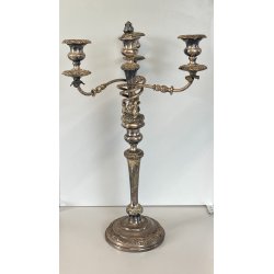 ANTICA COPPIA CANDELABRO CANDELIERE METALLO ARGENTATO 3 BRACCI 4 lumi PRIMO '900