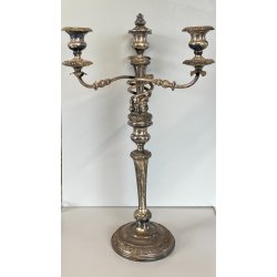ANTICA COPPIA CANDELABRO CANDELIERE METALLO ARGENTATO 3 BRACCI 4 lumi PRIMO '900