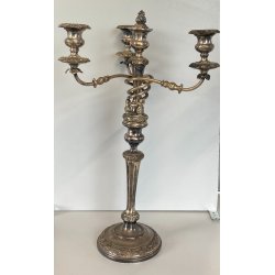 ANTICA COPPIA CANDELABRO CANDELIERE METALLO ARGENTATO 3 BRACCI 4 lumi PRIMO '900
