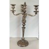 ANTICA COPPIA CANDELABRO CANDELIERE METALLO ARGENTATO 3 BRACCI 4 lumi PRIMO '900