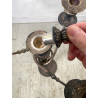 ANTICA COPPIA CANDELABRO CANDELIERE METALLO ARGENTATO 3 BRACCI 4 lumi PRIMO '900