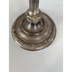 ANTICA COPPIA CANDELABRO CANDELIERE METALLO ARGENTATO 3 BRACCI 4 lumi PRIMO '900