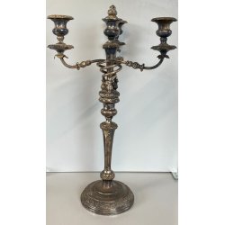 ANTICA COPPIA CANDELABRO CANDELIERE METALLO ARGENTATO 3 BRACCI 4 lumi PRIMO '900
