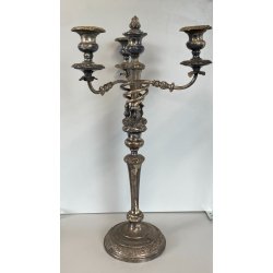 ANTICA COPPIA CANDELABRO CANDELIERE METALLO ARGENTATO 3 BRACCI 4 lumi PRIMO '900