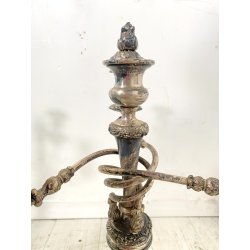 ANTICA COPPIA CANDELABRO CANDELIERE METALLO ARGENTATO 3 BRACCI 4 lumi PRIMO '900