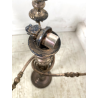 ANTICA COPPIA CANDELABRO CANDELIERE METALLO ARGENTATO 3 BRACCI 4 lumi PRIMO '900