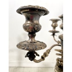 ANTICA COPPIA CANDELABRO CANDELIERE METALLO ARGENTATO 3 BRACCI 4 lumi PRIMO '900