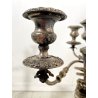 ANTICA COPPIA CANDELABRO CANDELIERE METALLO ARGENTATO 3 BRACCI 4 lumi PRIMO '900