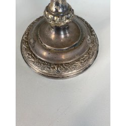 ANTICA COPPIA CANDELABRO CANDELIERE METALLO ARGENTATO 3 BRACCI 4 lumi PRIMO '900