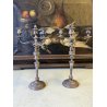 ANTICA COPPIA CANDELABRO CANDELIERE METALLO ARGENTATO 3 BRACCI 4 lumi PRIMO '900