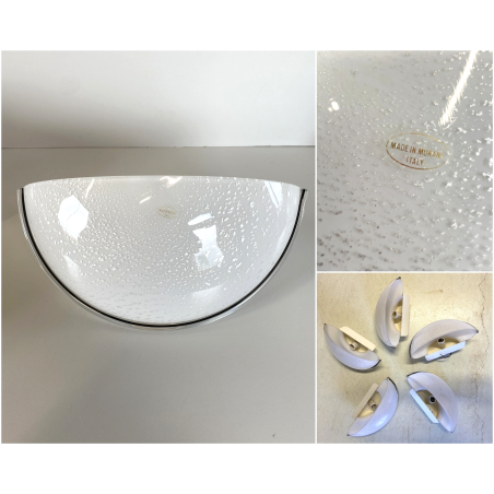 LOTTO 5 APPLIQUE LAMPADA VETRO MURANO OPALINO AVVENTURINA ARGENTO '70/'80