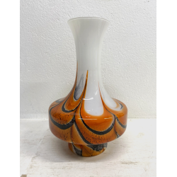 VASO VETRO MURANO SOFFIATO ARANCIONE BIANCO VINTAGE STYLE Carlo Moretti '60
