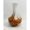 VASO VETRO MURANO SOFFIATO ARANCIONE BIANCO VINTAGE STYLE Carlo Moretti '60